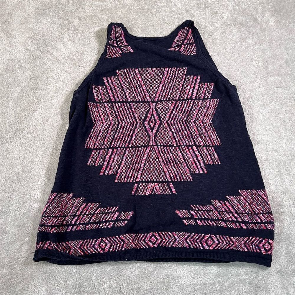 Lucky Brand Women's Blue Geometric Knit Sweater Tank Top Size Large‎